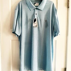 Izod Striped Turquoise Blue Polo Golf Shirt Size L NWT